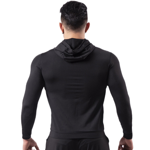 Cape-style padded sport coat for men, suitable for autumn and winter, high elasticity quick-drying fitness clothing, training, sweat-breaking basketball sportswear