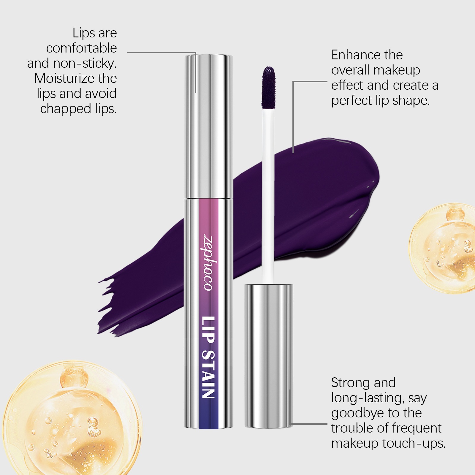 Zephoco Matte Tear Lips esmalte para proteger los labios, hidratar, maquillaje de color natural