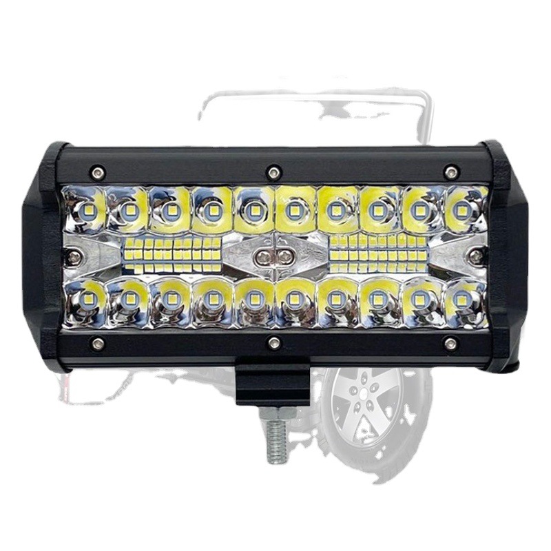 Venta al por mayor de tres filas de focos de 120W para motocicletas vehículos todoterreno especiales accesorios de modificación de vehículos LED luz de barra larga