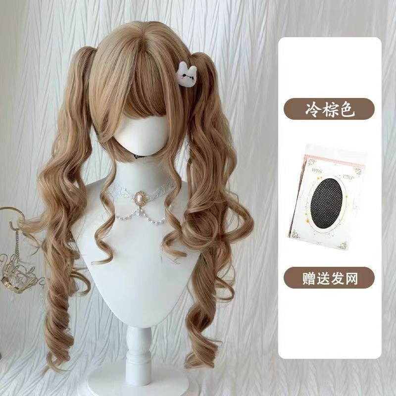 【泡芙卷卷】假发女洛丽塔罗马卷虎口夹双马尾lolita长卷发全头套|undefined