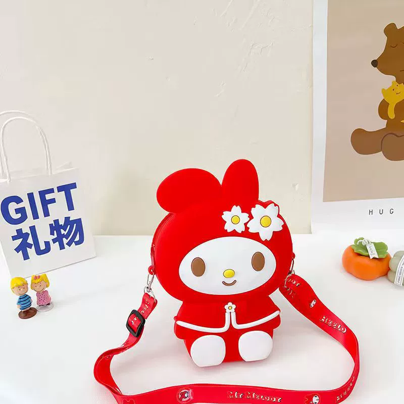 Children's bag, cartoon brand wallet, fashionable silicone shoulder bag