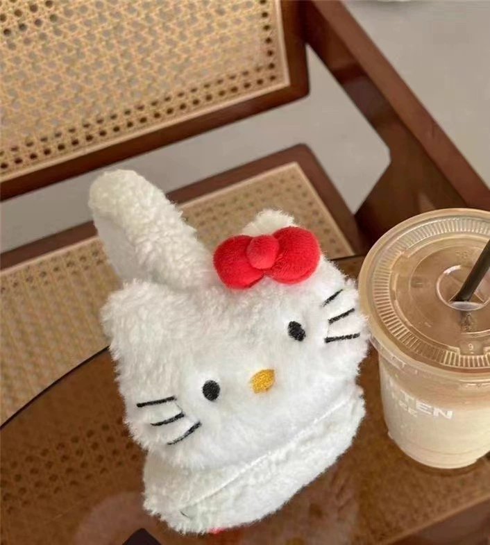 Earmuffs (Hello Kitty) plush foldable cat‑ear ear warmers, faux‑fur or lamb‑wool