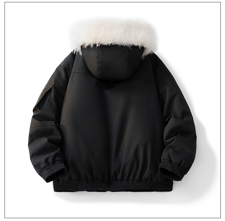 Parker Tooling Padded Jacket For Men And Women Autumn Fur Collar Padded Jacket Thickened Couple Hooded Padded Jacket_viptrois.com