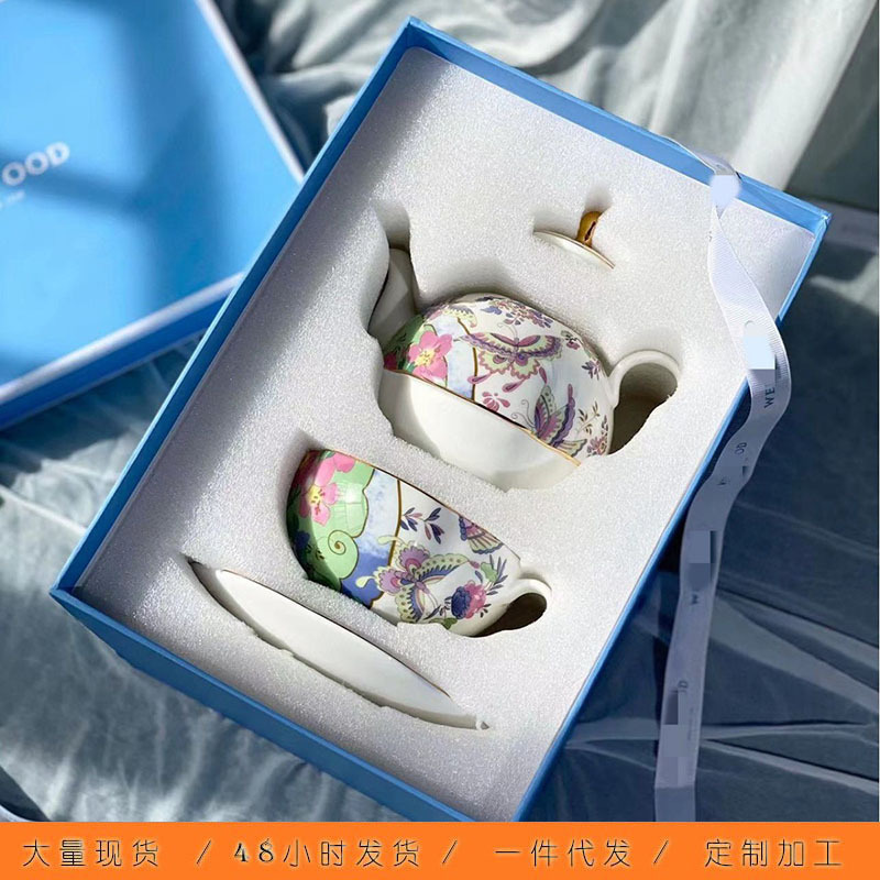 WED Color Butterfly Love flower bone china mother pot flower teapot four-piece ceramic coffee cup saucer afternoon flower tea set Wholesale