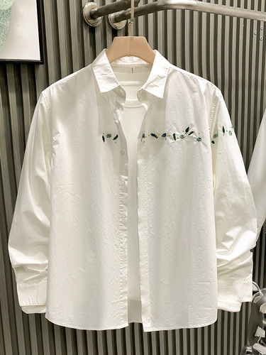 Cross-border fashion brand spring and autumn floral men's high-end minimalist light luxury men's long-sleeved cool stylish versatile shirt coat for women