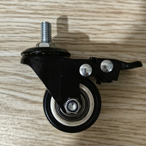 1.5-inch white gold diamond nylon swivel wheel with double bearings, threaded flat hand push wheel, wear-resistant industrial castor