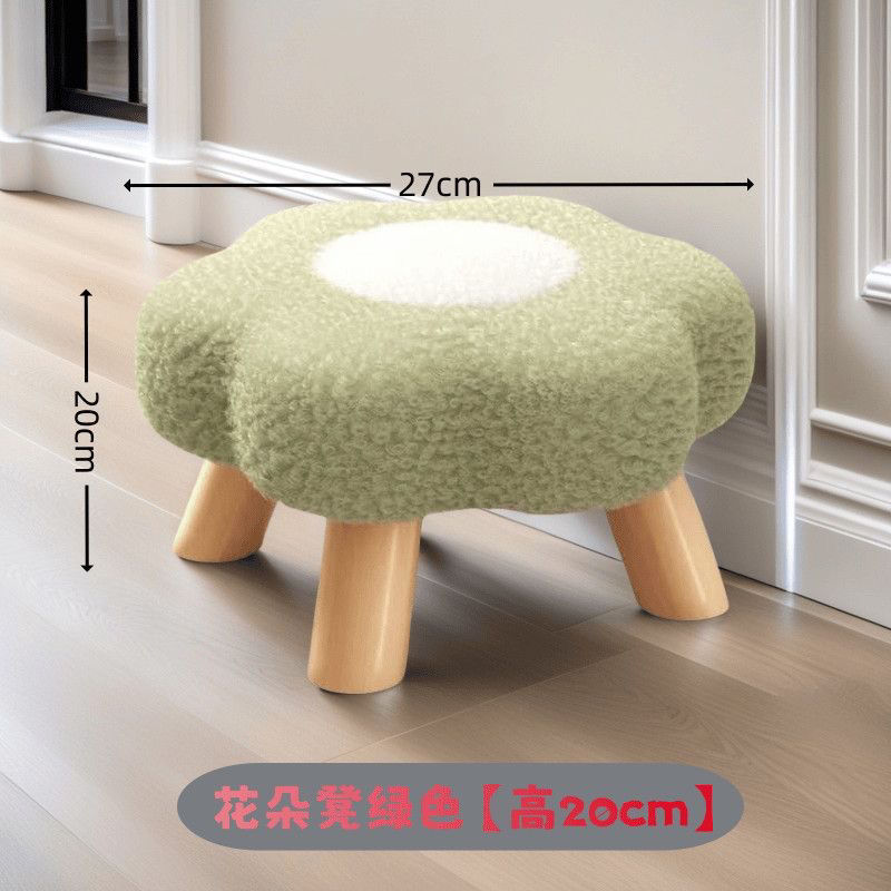 Taburetes de madera maciza de flores lindas, taburetes de cambio de zapatos de puerta de casa, taburetes de mesa de té de balcón, taburetes bajos para niños image 12