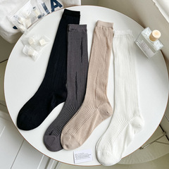 Summer and Autumn Thin Hole Leggings Trendy European Women's Stacking Socks Plain Color Sheer Knee-high Socks