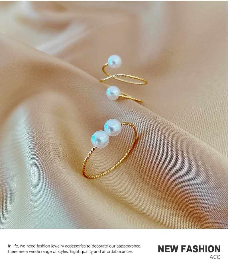 Simple Style Solid Color Copper Plating Inlay Pearl Open Ring 1 Piece