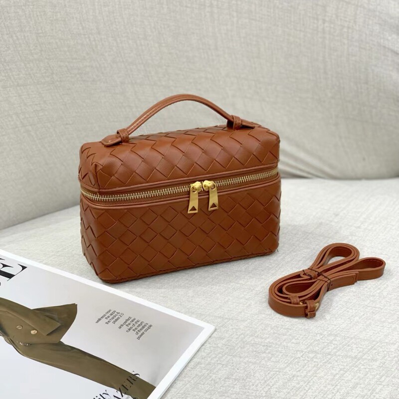 Bv Woven Bag Small Square Bag Same Style Retro Woven Lunch Box Bag Handbag Crossbody Bag Cross-Border Popular Box Bag
