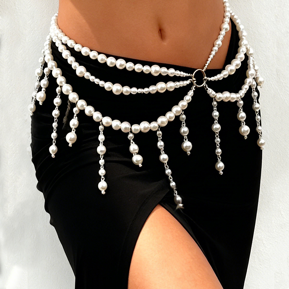 Cadena de cintura con concha y perlas para playa verano_voghion.com