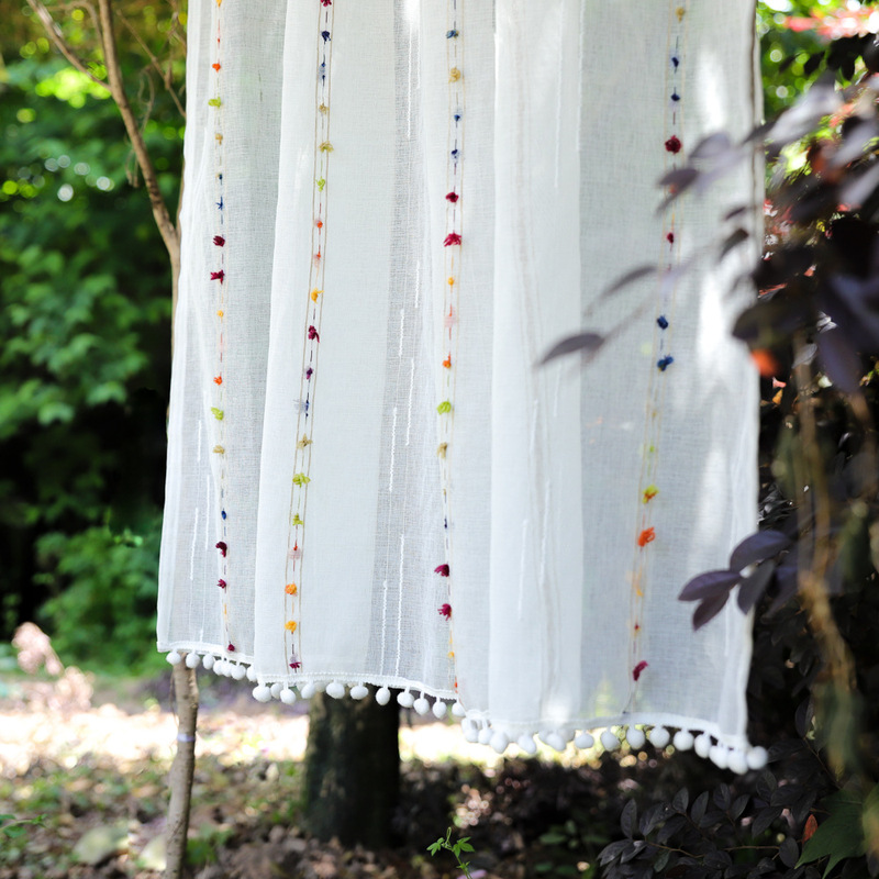Pocket Rod Type Curtain Half Curtain Gauze Curtain Japanese Style Fresh Style Partition Door Curtain Kitchen Ugliness Covering Coffee Short Curtain Cross-border
