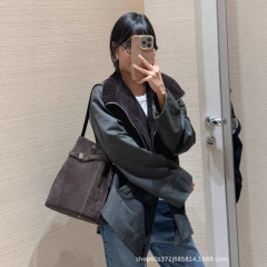 2025秋冬新款TT小众设计简约风灯芯绒翻领拉链风衣夹克外套女