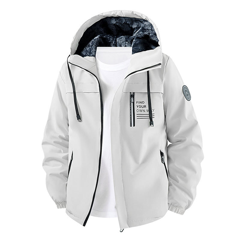 Winter thickened men's cotton coat, warm and cold-resistant, with hood and zipper, casual jacket for young people, outdoor cotton jacket