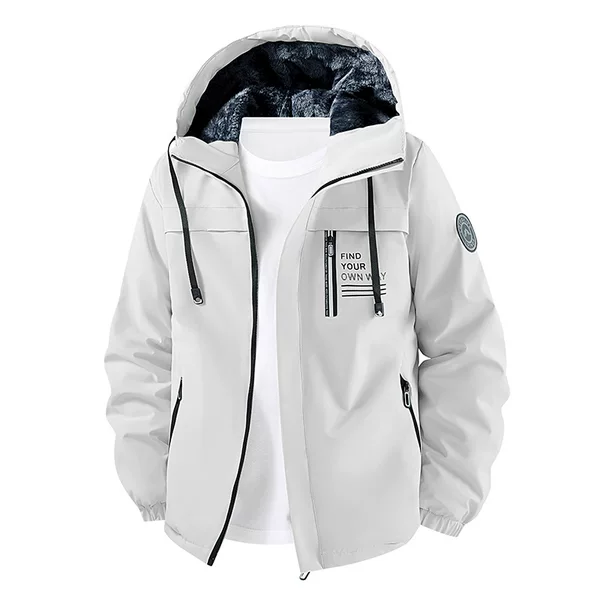 Winter thickened men's cotton coat, warm and cold-resistant, with hood and zipper, casual jacket for young people, outdoor cotton jacket