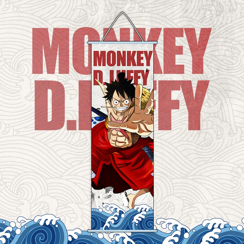 Картина на подвесе One Piece аниме, двухмерный шелк, настенное украшение для комнаты