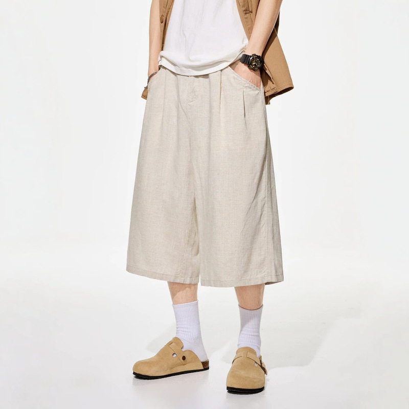 Tencel Cotton Linen Cropped Pants for Men and Women, 2026 Summer Thin Loose Straight-Leg Old Money Style Wide-Leg Linen 7/8 Shorts Tencel Cotton Linen Cropped Pants for Men and Women, 2026 Summer Thin Loose Straight-Leg Old Money Style Wide-Leg Linen 7/8 Shorts