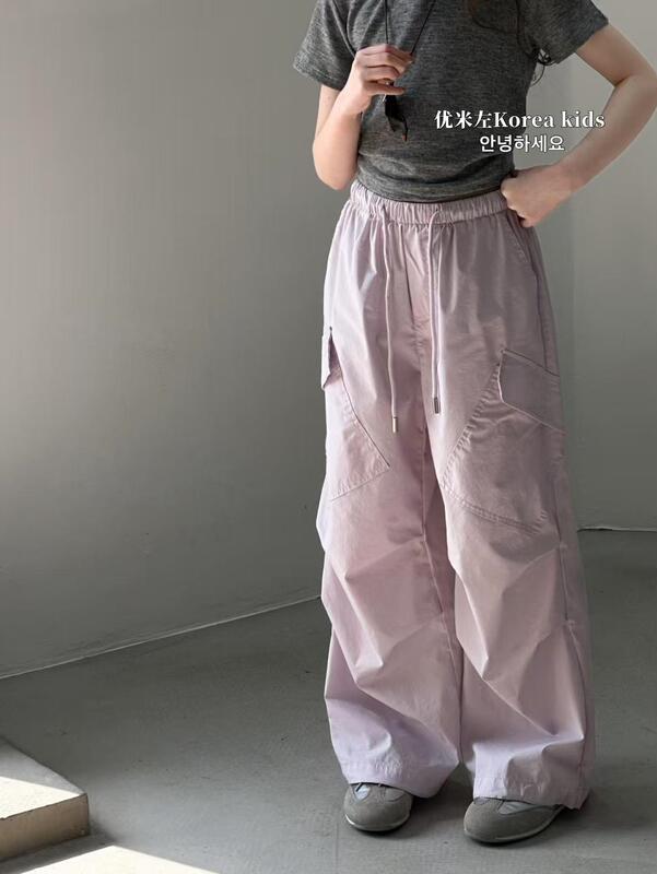 女の子オーバーオール 2025 薄手夏半袖トレンディクールストレートパンツ大きな子供用トレンディクールパンツ春夏|undefined