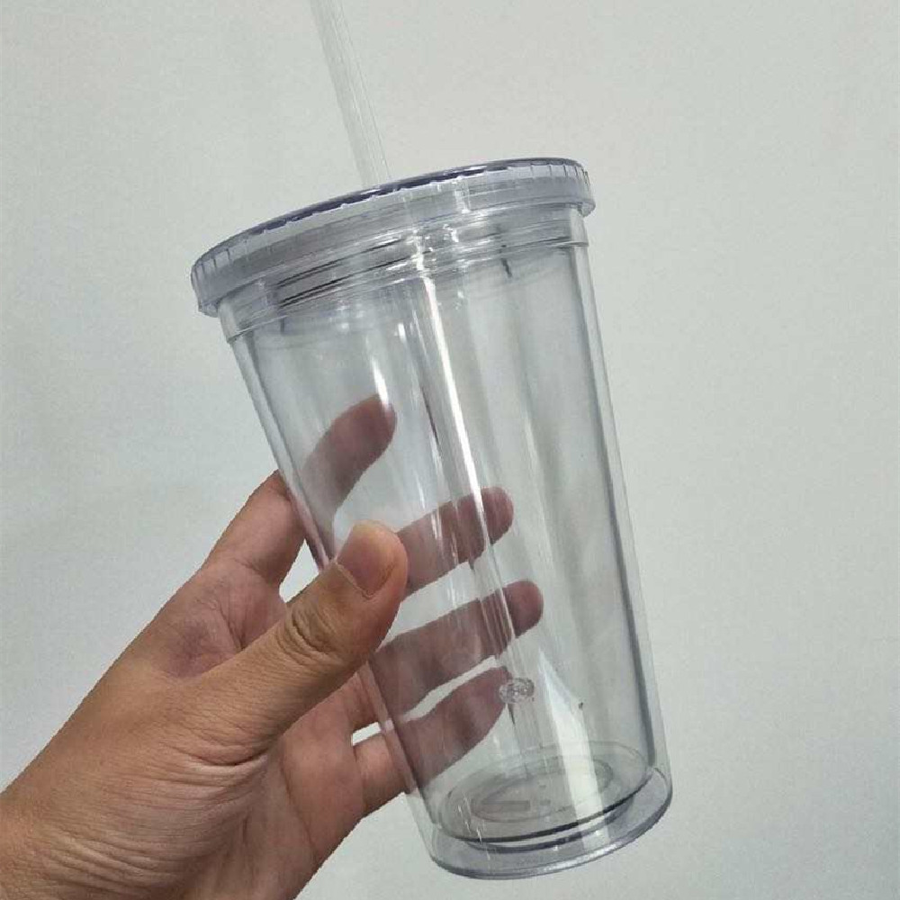Fábrica al por mayor de dibujos animados de doble capa taza de paja de plástico de doble capa taza de té de leche con aislamiento de gran capacidad de publicidad taza de comercio exterior
