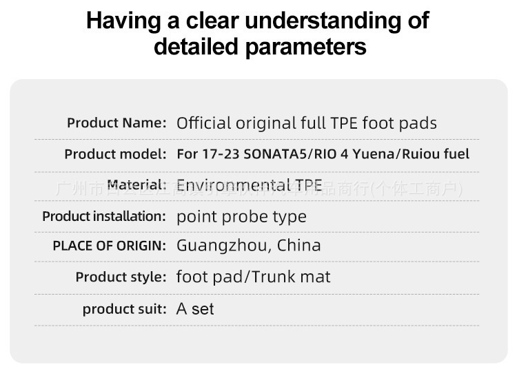 Suitable for 17-23 models of Hyundai Reina, SONATA5, Kia Rio4 car floor mats, dirt-resistant TPE floor mats, and trunk mat