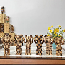 bearbrick400%暴力熊潮玩积木熊摆件客厅公仔手办玩偶28cm实木