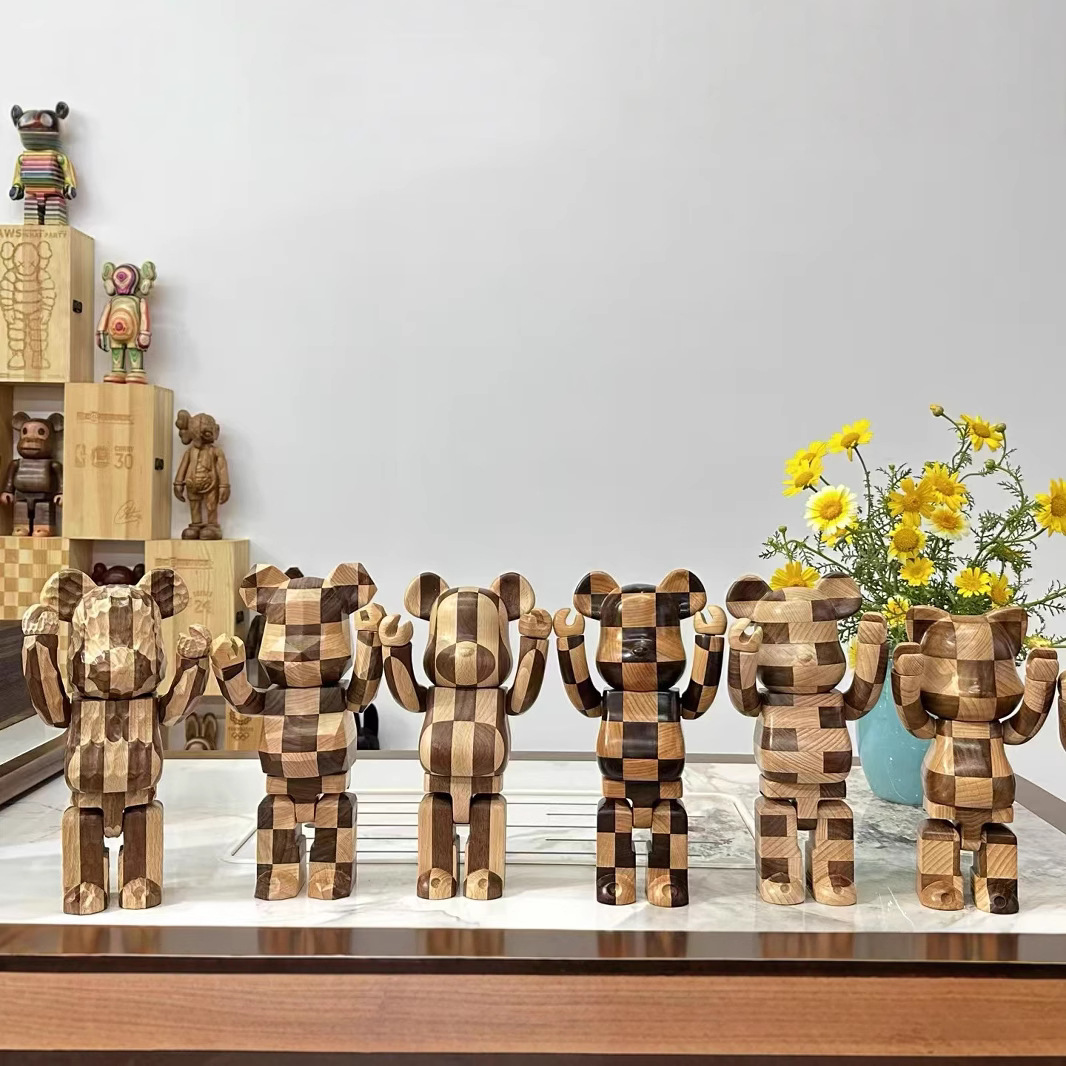 bearbrick400%暴力熊潮玩积木熊摆件客厅公仔手办玩偶28cm实木