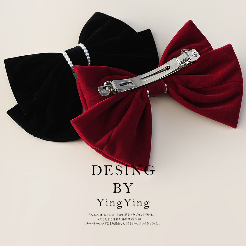 義烏工場のベルベットの蝶結びの髪飾りのスプリングクリップの高級感のトップクリップの韓国の髪飾りの現物卸売り