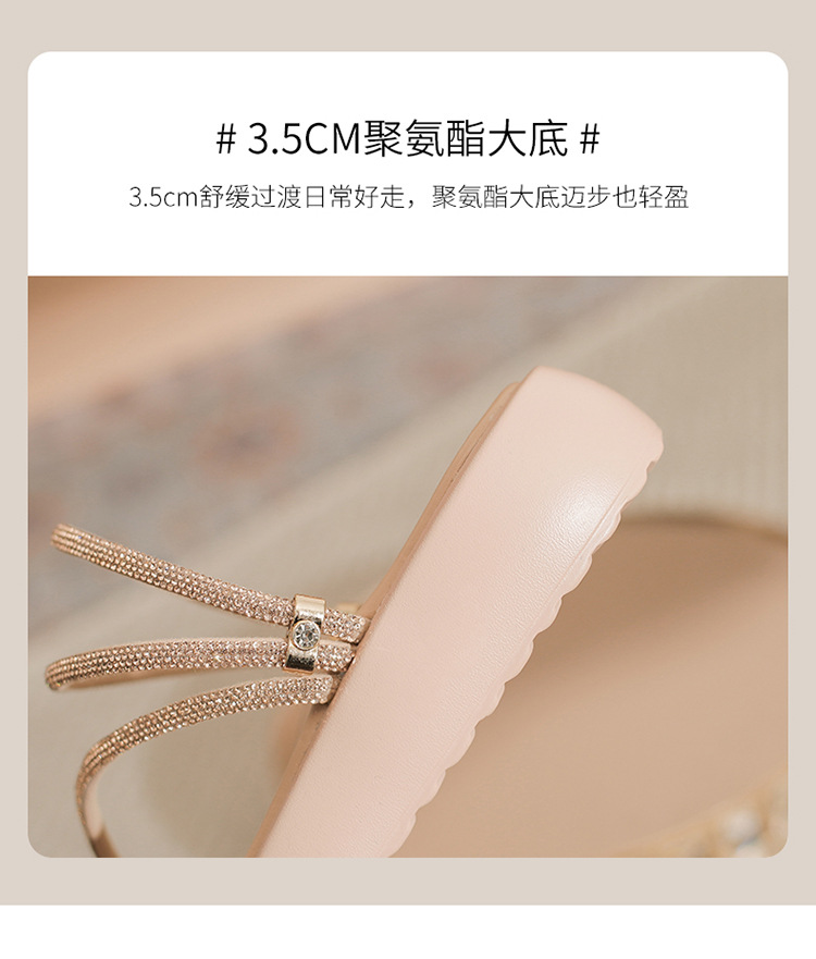 Sandal đính đá nữ đế thấp lấp lánh phong cách Tây, dễ phối đồ — BK110 màu bạc chi tiết 11