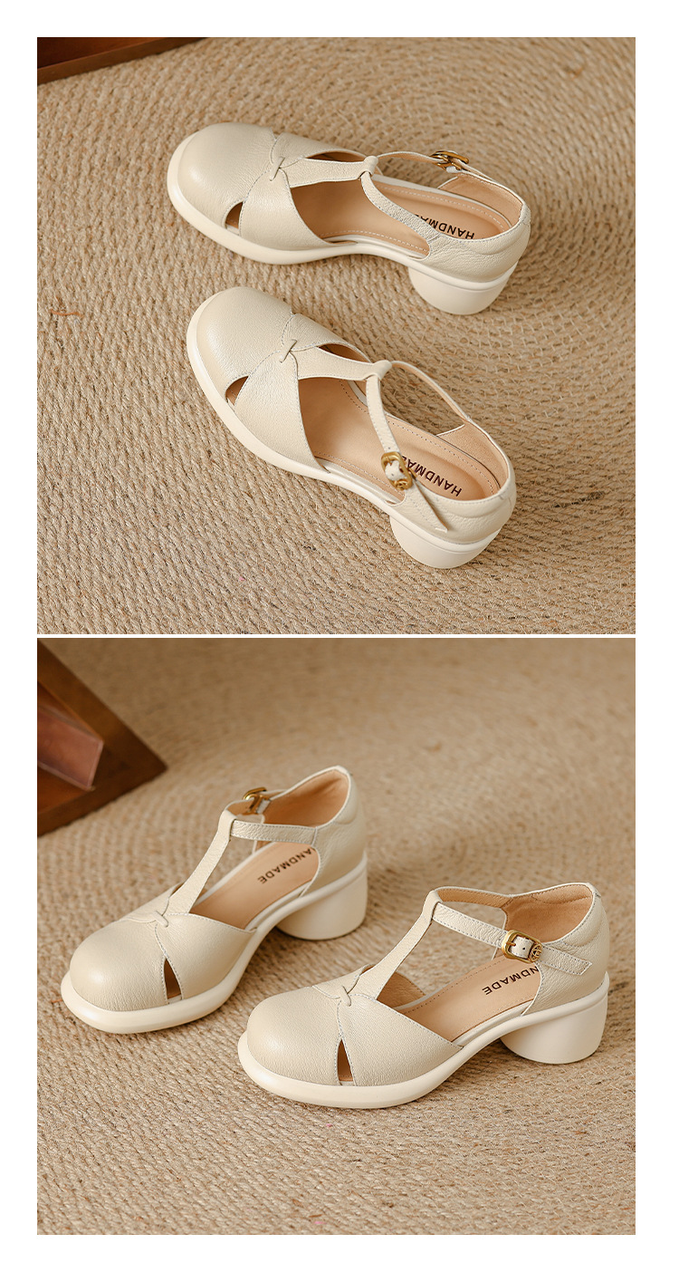 Sandal nữ bao đầu gót vuông đế dày 5cm phong cách ngoại thương — Màu đen chi tiết 16