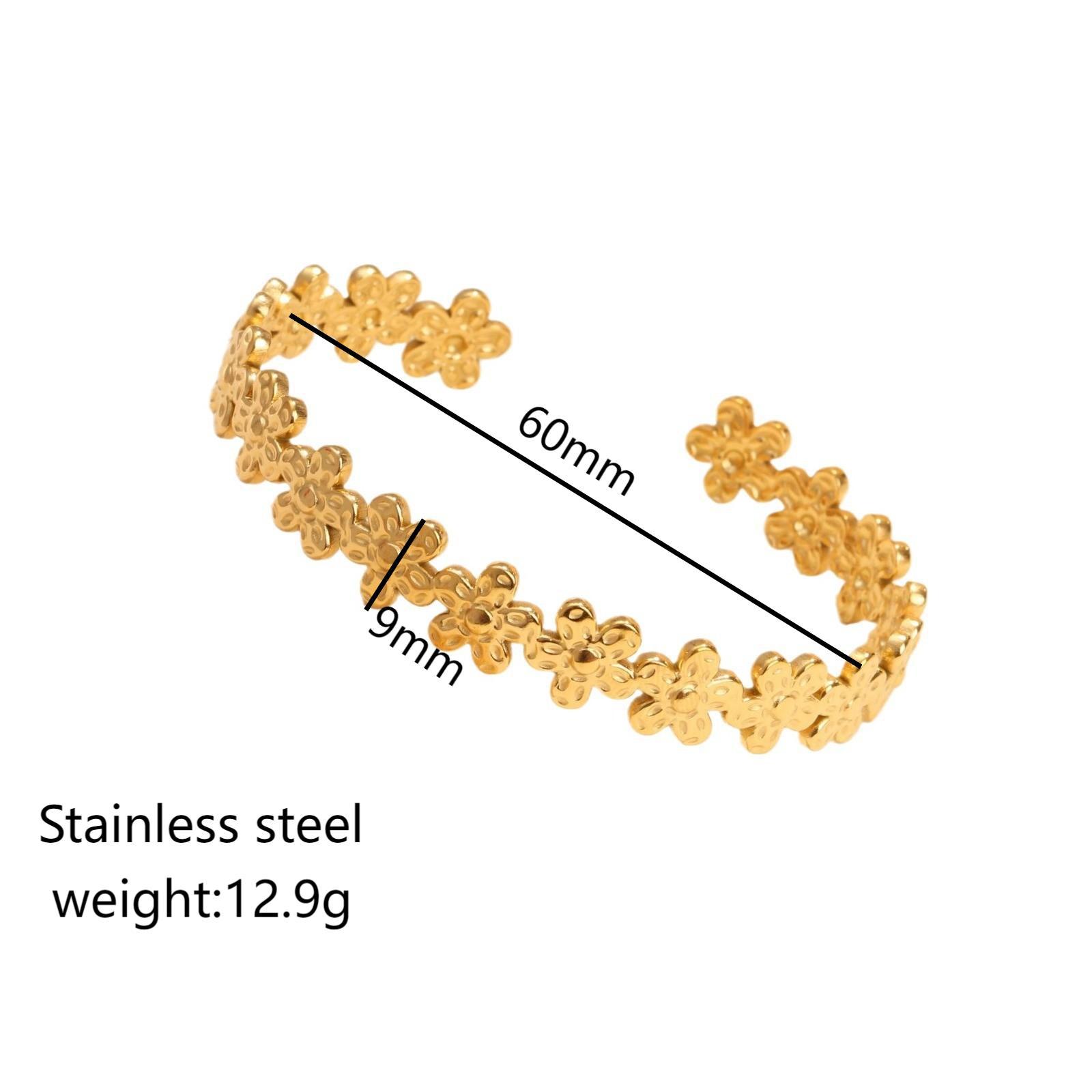 Fábrica en stock al por mayor de Europa y América transfronteriza de acero inoxidable en forma de C pulsera abierta ajustable chapado en oro 18K personalidad no se desvanece