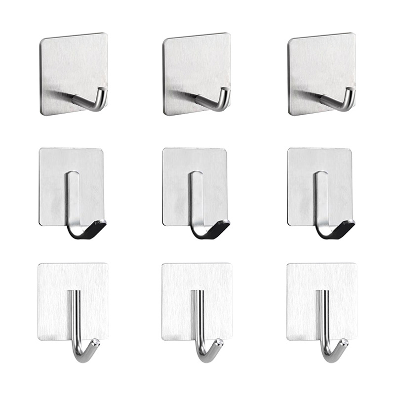 Hook Storage Rack, No-Drill Adhesive Hook for Bathroom, Toilet, Kitchen, Stainless Steel, Strong and Non-Slip Storage Cleaning Hook