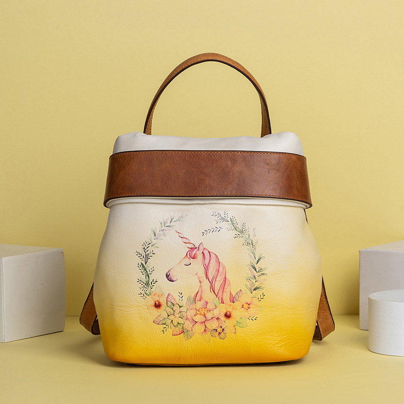 Ba lô da bò cổ điển đa năng phong cách doanh nhân — Vàng cổ điển, Nâu cổ điển, Xanh lá cổ điển