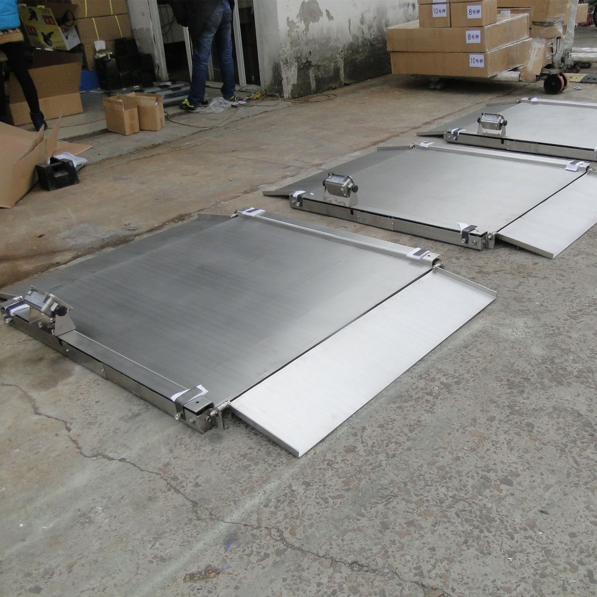 带斜坡不锈钢小地磅1吨2吨3吨全304不不锈钢电子磅秤带RS232接口