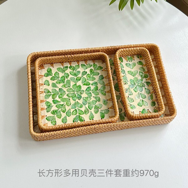 Vietnamese rattan shell tray fruit plate grows square tray household…