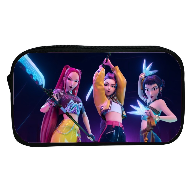 新品印花猎魔女团K-POP笔袋卡通文具袋Huntrix Kpop小学生收纳包|undefined