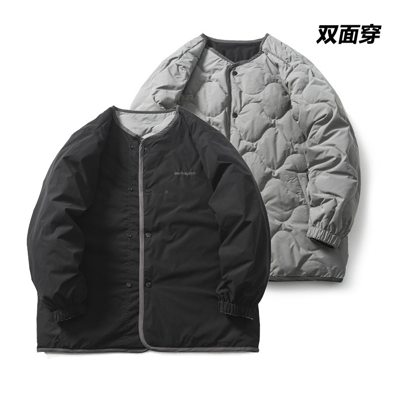 Gu Ye Men's Clothing 2025 Solid Color Reversible Wave Quilted Loose Inner-Lined down Jacket Coat for Men