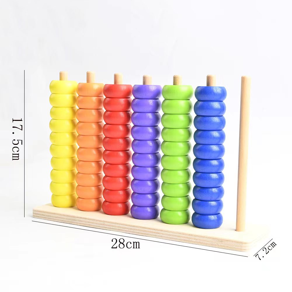 Madera colorida cuentas de educación temprana marco de cálculo de color contra toque divertido jardín de infantes entrenamiento de bebés juguetes de puzzle