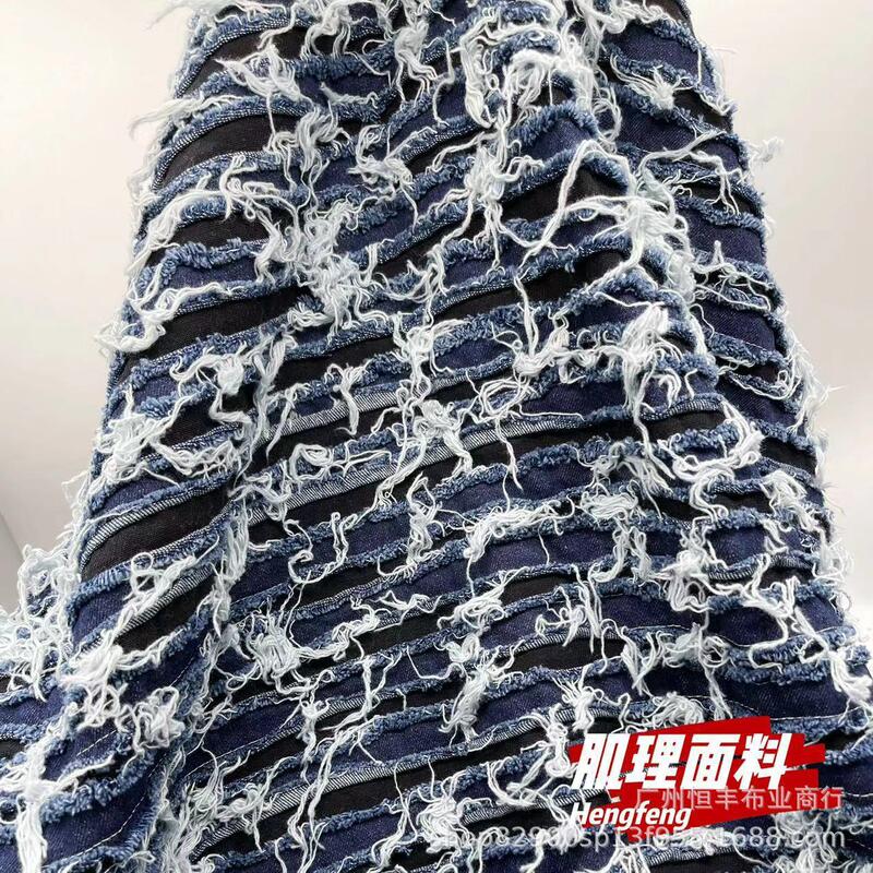 Factory wholesale fashion brand texture craft horizontal embroidery thread Denim fabric pants coat suit clothing luggage fabric