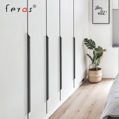 feyas 免開槽拇指拉手通頂黑色衣櫃拉手抽屜櫥櫃隱形把手一門到頂