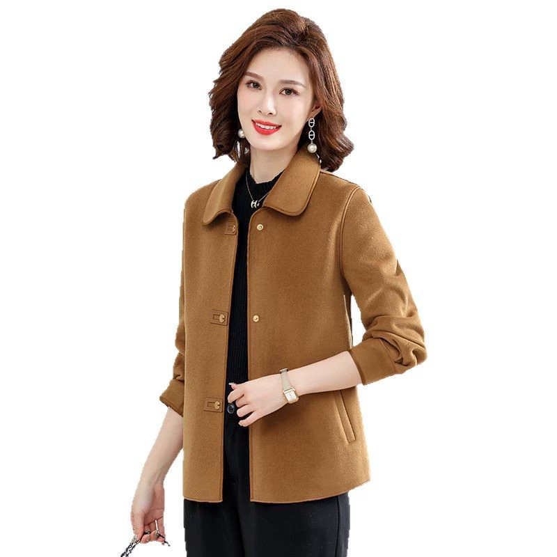 Весенний модный двусторонний шерстяной жакет для мамы, slim fit, 40+ лет, западный стиль, бренд