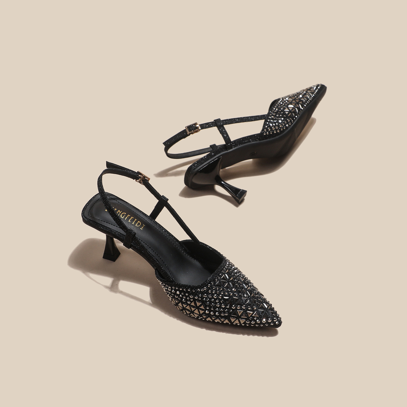 Sandalias de tacón alto francesas para mujeres 2024 nueva cabeza afilada hada Feng Shui tacones delgados con un temperamento de tacones altos image 8