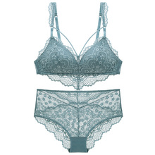 2021新款性感美胸蕾丝薄杯文胸无钢圈文胸套装女士内衣套装胸罩女