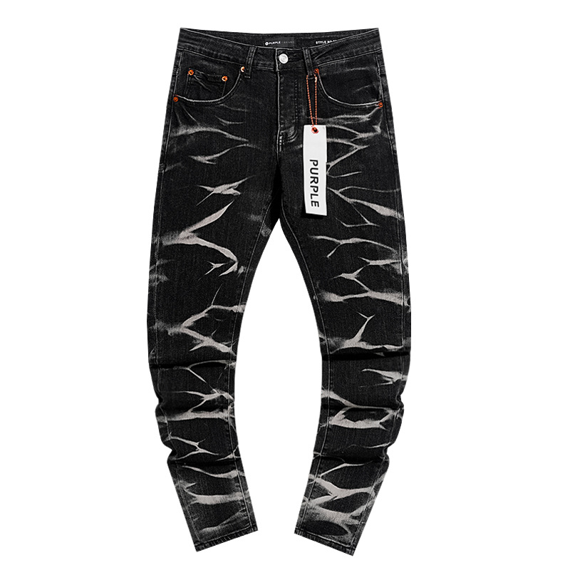 Comercio exterior transfronterizo mayorista purp1e estilo americano marca de alta calle agujero parche de tinta retrógrada lavado jeans pantalones cortos