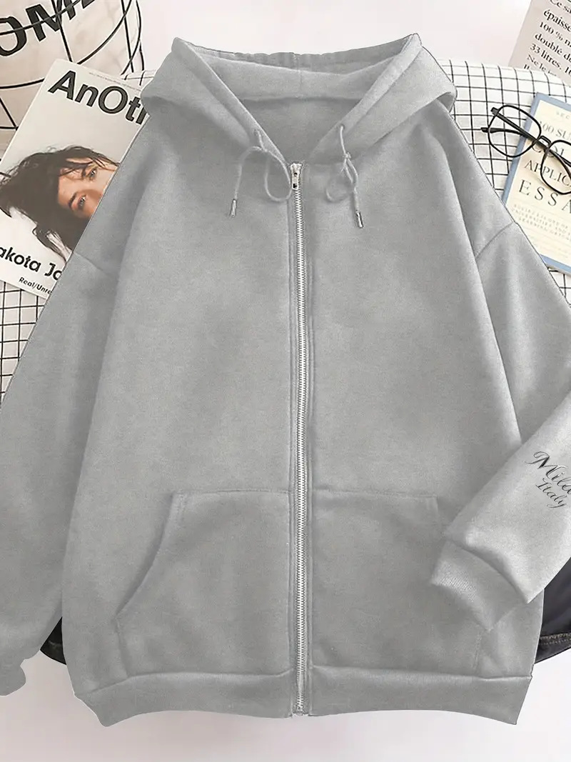 Women's Hooded Oversized Sweatshirt Jacket Print Design European American Style Fashion Fall Winter New Arrivals_ecoleips.com
