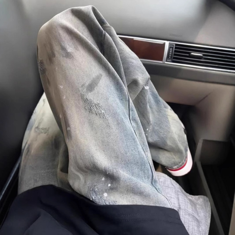 American Style High Street Splash Ink Loose Jeans Men's Early Autumn Wear High-end 2024 Slim-fit Slimming Straight Pants American Style High Street Splash Ink Loose Jeans Men's Early Autumn Wear High-end 2024 Slim-fit Slimming Straight Pants