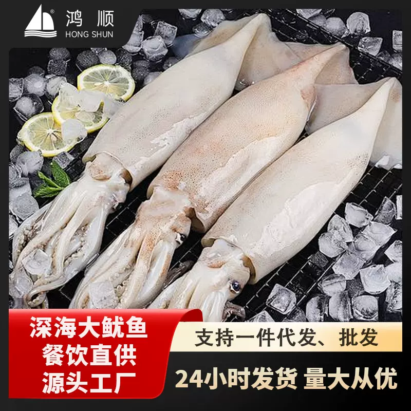 大鱿鱼整只深海新鲜冷冻鱿鱼须头乌贼章鱼海鲜水产烧烤铁板顺丰