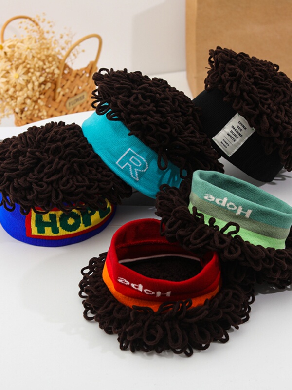 Children's Wig Hat Autumn and Winter Baby Boy Curly Hair Hat Boy Boy Afro Girl Autumn and Winter Knitted Wool Hat