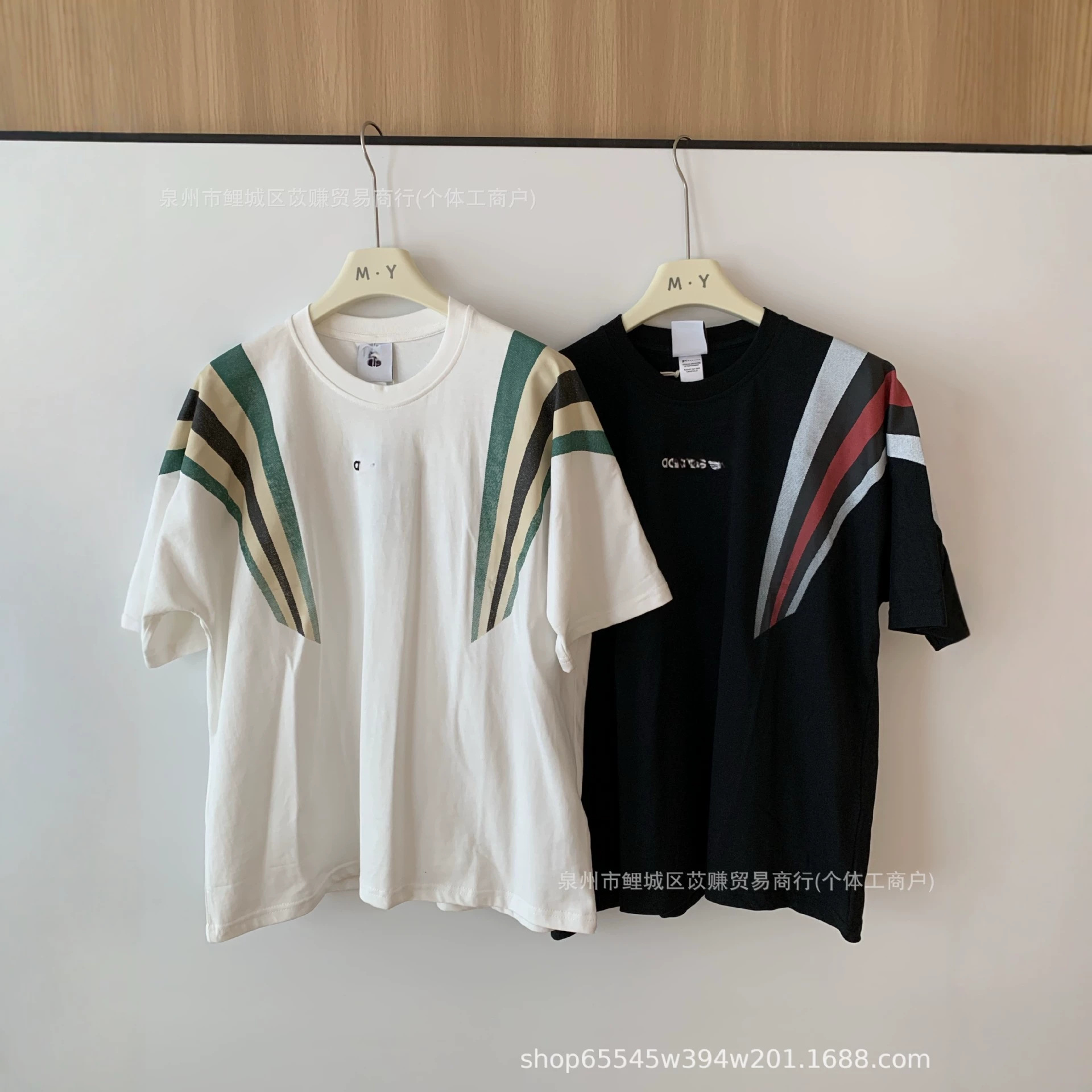 American-style color-blocked summer unisex couple's loose-fitting, sporty, comfortable, breathable, casual short-sleeved T-shirt