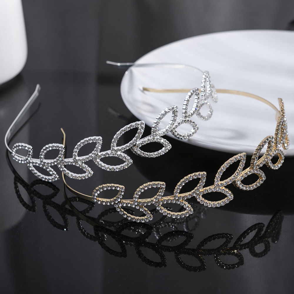Estilo coreano 888 rhinestone hoja diadema joyería al por mayor de las mujeres diadema accesorios para el cabello tocado fabricante