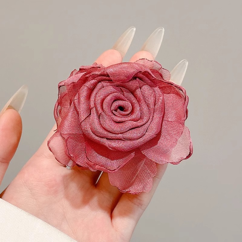 Nuevo estilo chino rosa seca agarrar clip cabello flores detrás de la cabeza gran agarrar tarjeta de cabello al por mayor